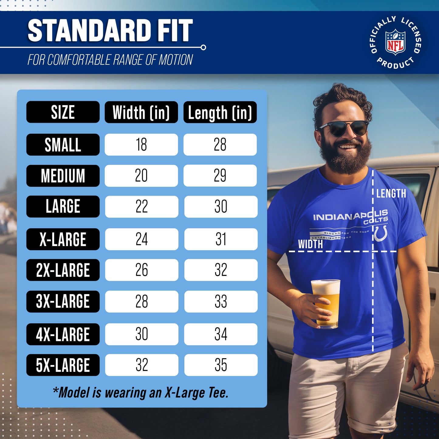 Indianapolis Colts Adult NFL Speed Stat Sheet T-Shirt - Royal