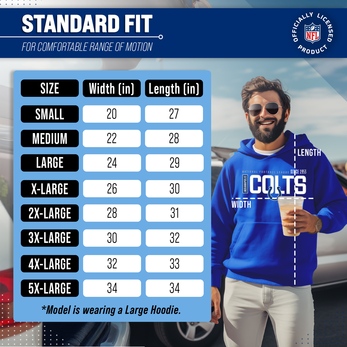 Indianapolis Colts NFL Adult Unisex Modern Endzone Soft Fleece Hooded Sweatshirt - Royal