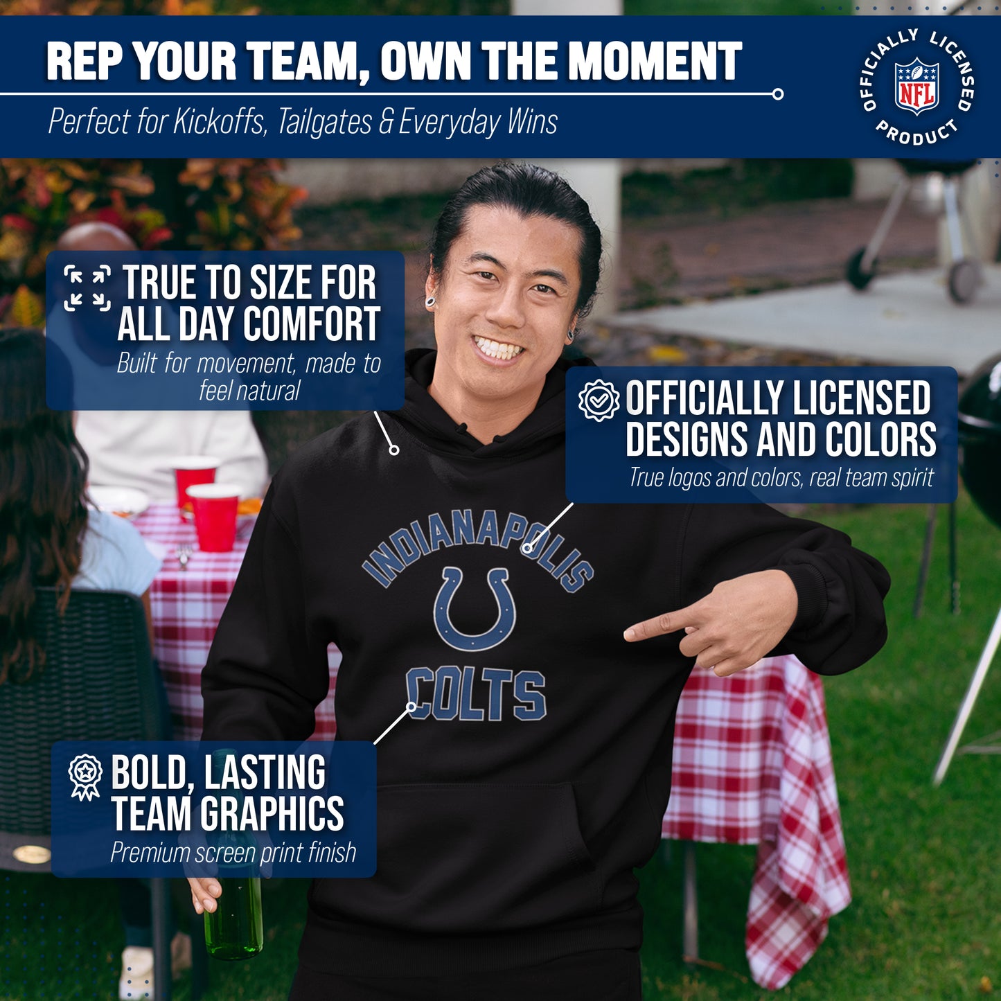 Indianapolis Colts NFL Adult Gameday Hooded Sweatshirt - Black