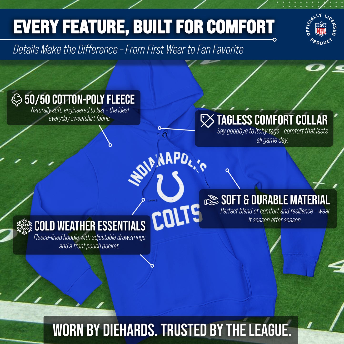 Indianapolis Colts NFL Adult Gameday Hooded Sweatshirt - Royal
