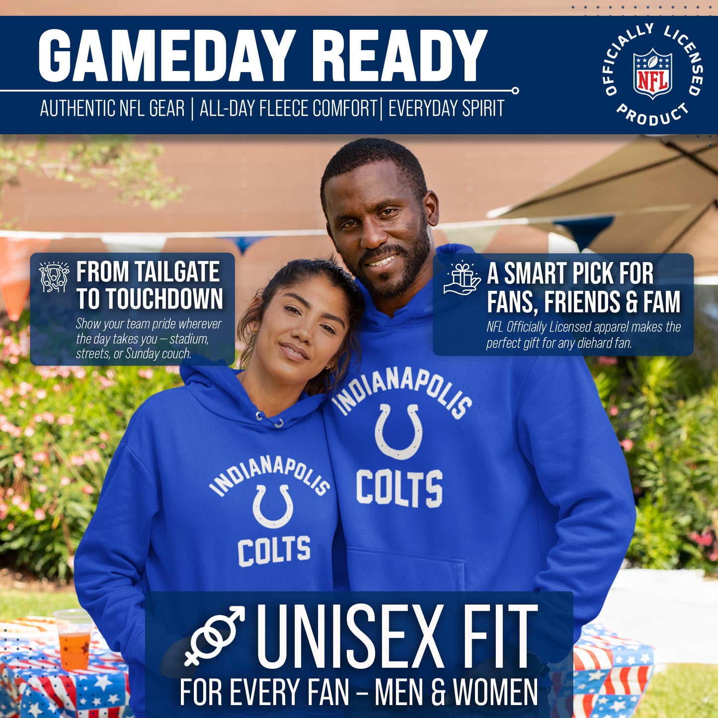 Indianapolis Colts NFL Adult Gameday Hooded Sweatshirt - Royal