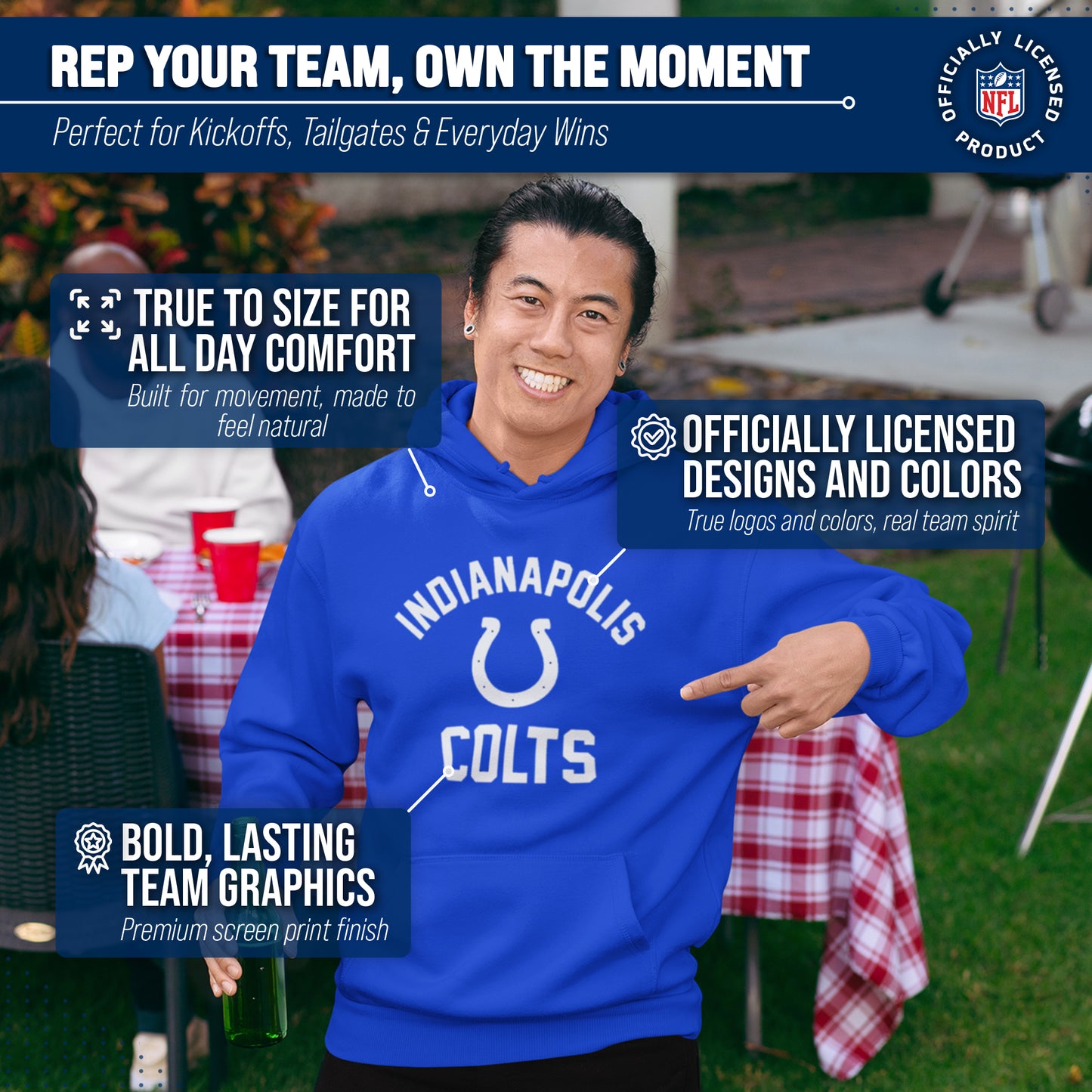 Indianapolis Colts NFL Adult Gameday Hooded Sweatshirt - Royal