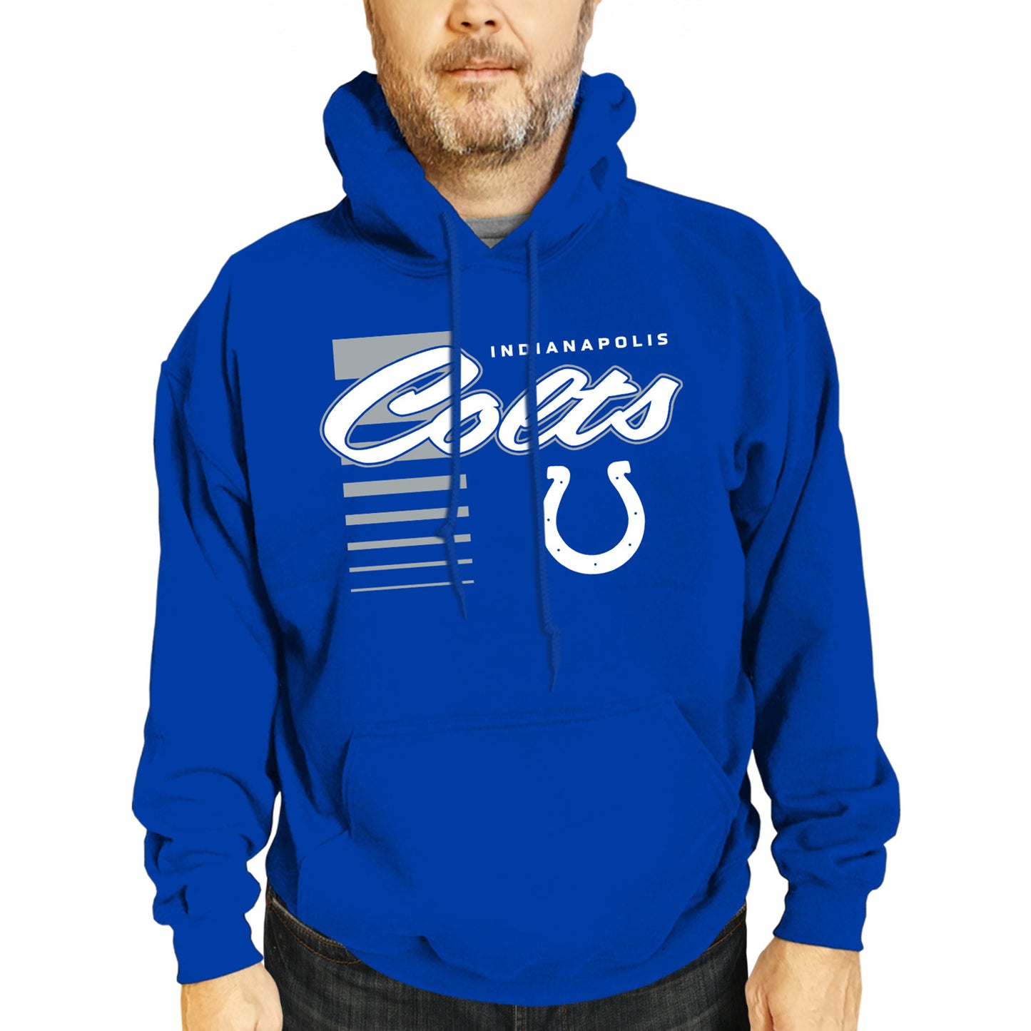 Indianapolis Colts NFL Adult Unisex Retro Script Ultra Soft Fleece Hooded Sweatshirt - Royal