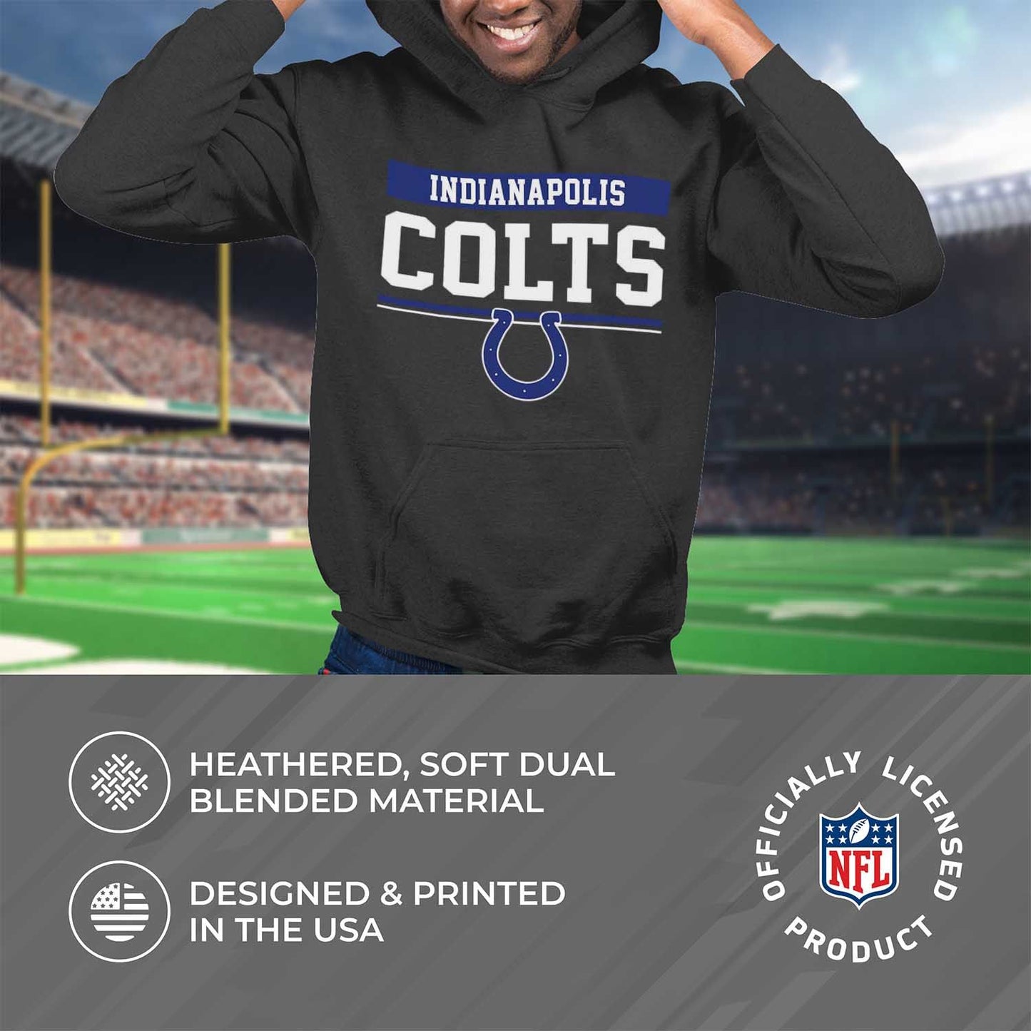 Indianapolis Colts NFL Adult Gameday Charcoal Hooded Sweatshirt - Charcoal