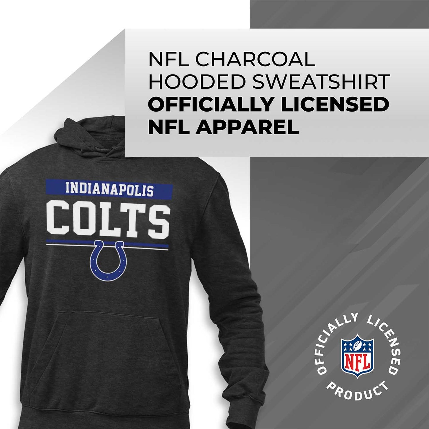 Indianapolis Colts NFL Adult Gameday Charcoal Hooded Sweatshirt - Charcoal