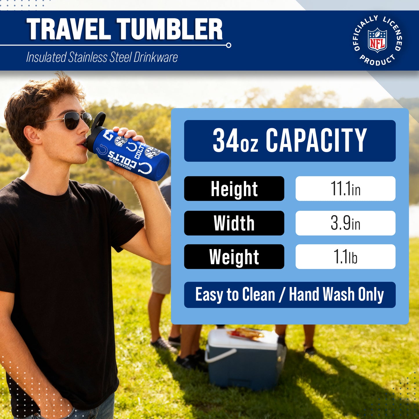 Indianapolis Colts NFL 34oz Quencher Stainless Steel Insulated Water Bottle - Royal