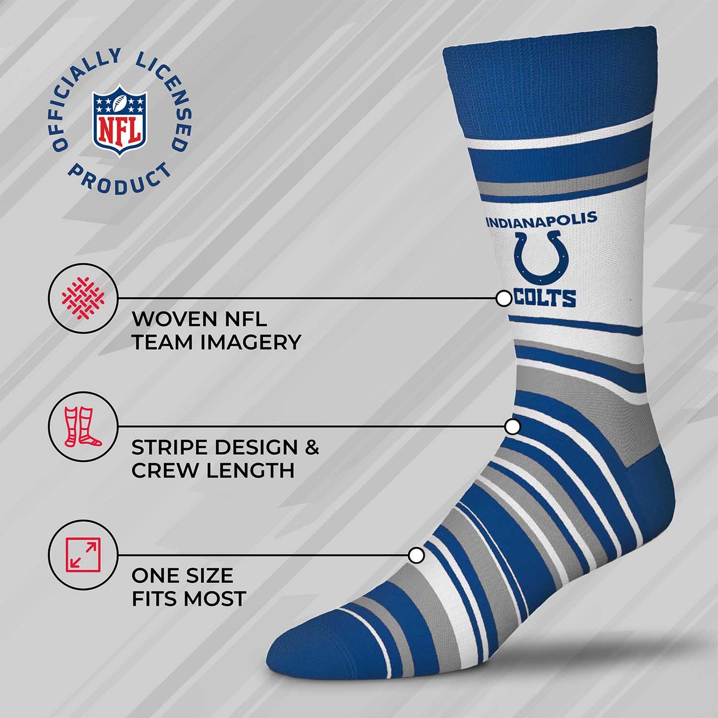 Indianapolis Colts NFL Adult Striped Dress Socks - Blue