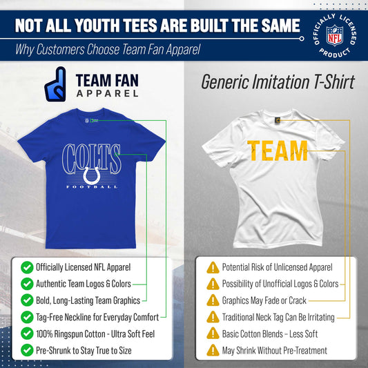 Indianapolis Colts NFL Youth Overtime Blueprint Football T-Shirt Unisex Tag Free Comfortable - Royal