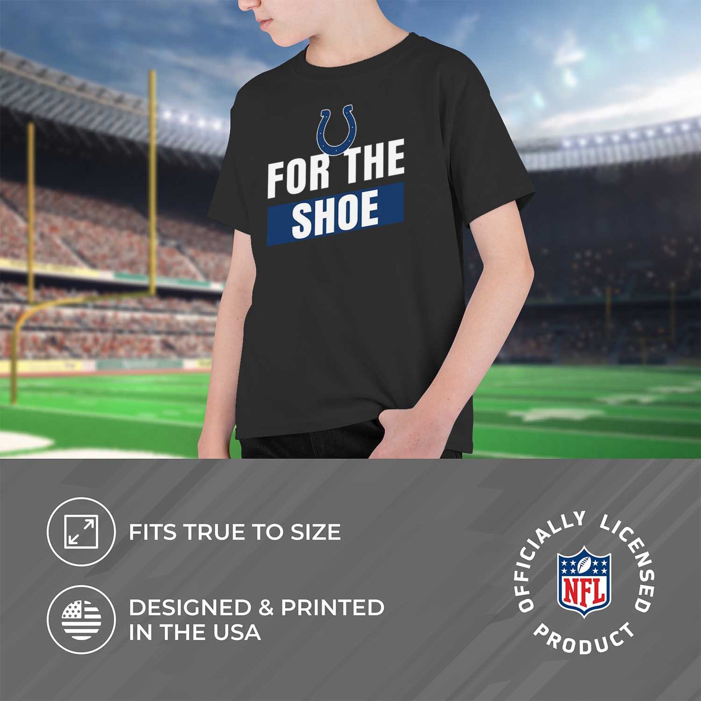 Indianapolis Colts NFL Youth Team Slogan Short Sleeve Lightweight T Shirt - Black
