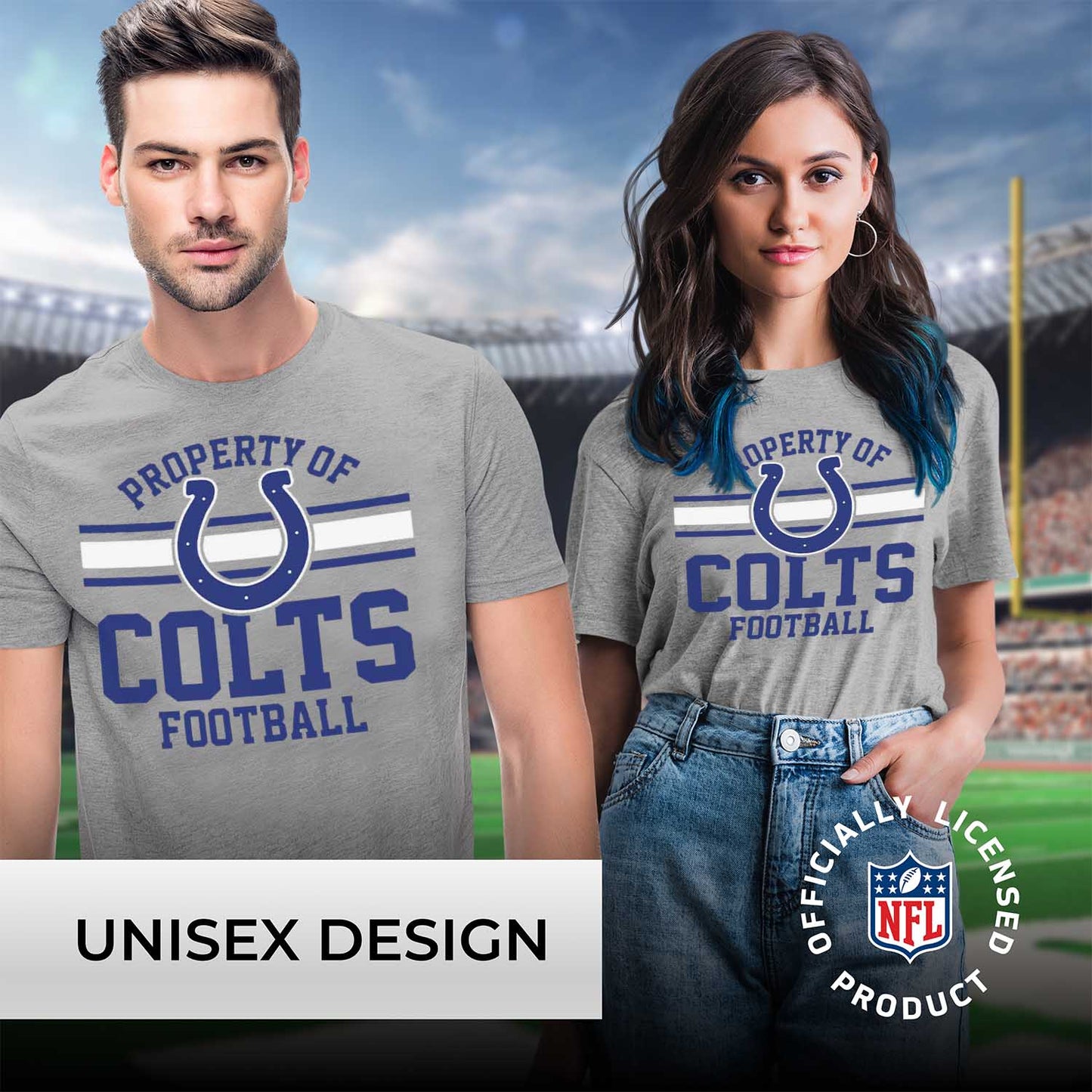 Indianapolis Colts NFL Adult Property Of T-Shirt - Sport Gray