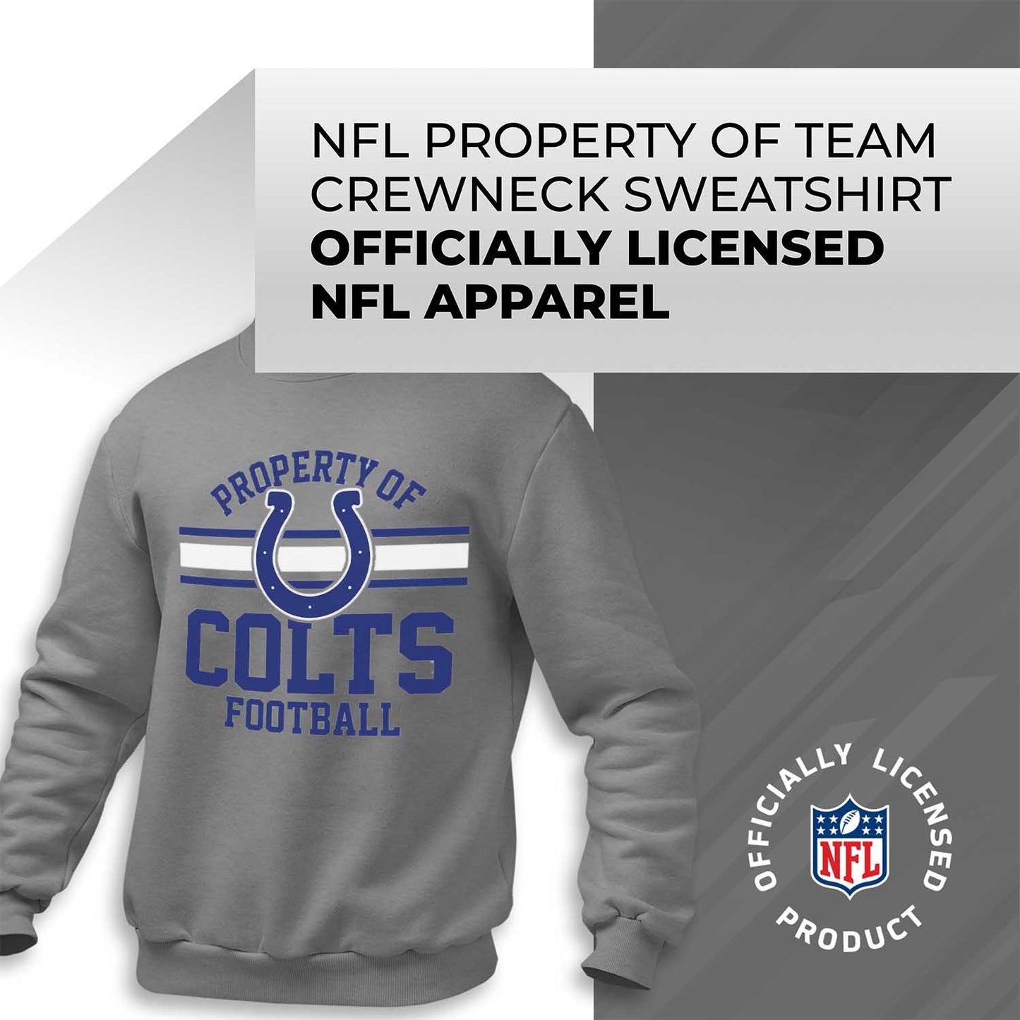 Indianapolis Colts NFL Adult Property Of Crewneck Fleece Sweatshirt - Sport Gray
