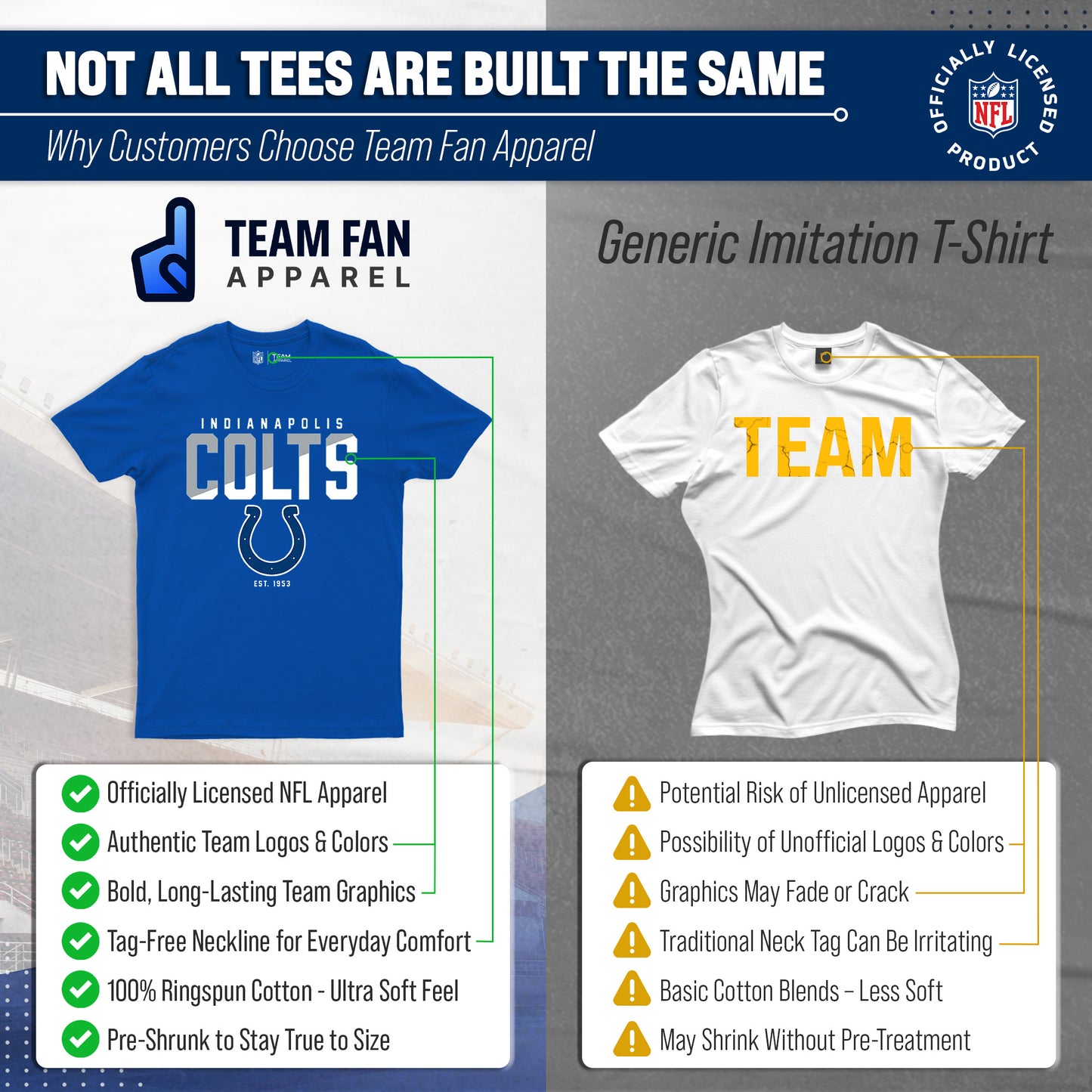 Indianapolis Colts Adult NFL Diagonal Fade Color Block T-Shirt - Royal