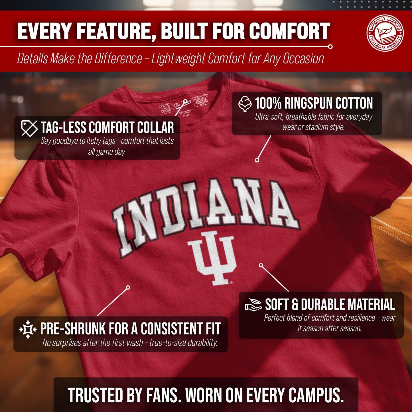 Indiana Hoosiers NCAA Adult Gameday Cotton T-Shirt - Crimson