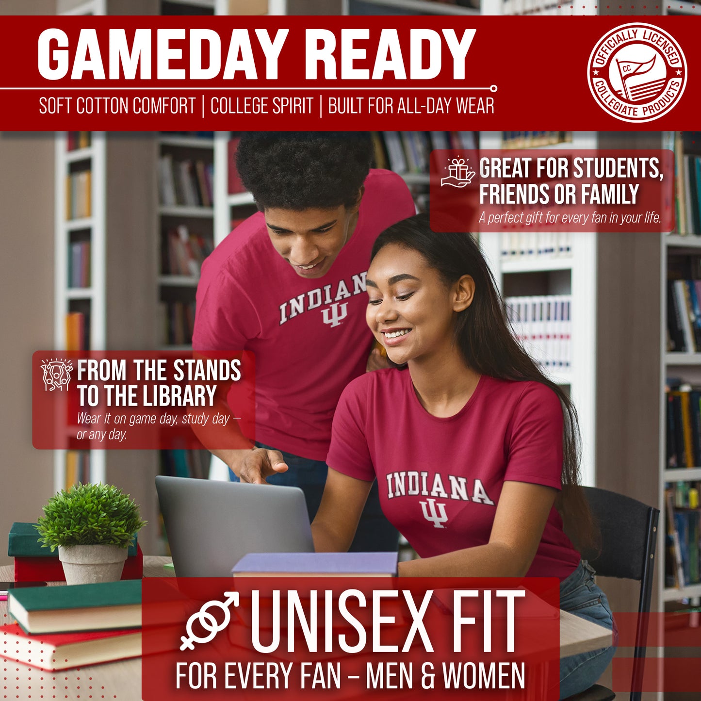 Indiana Hoosiers NCAA Adult Gameday Cotton T-Shirt - Crimson