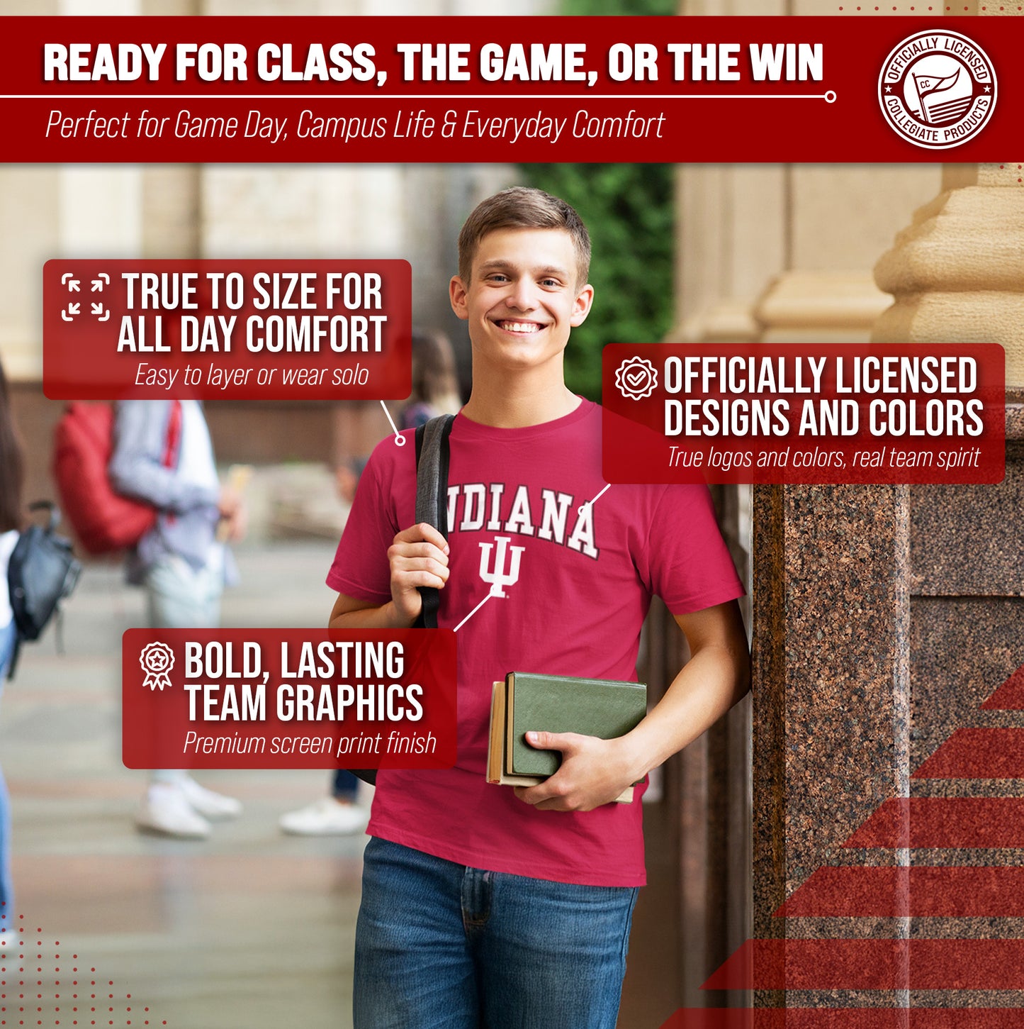 Indiana Hoosiers NCAA Adult Gameday Cotton T-Shirt - Crimson