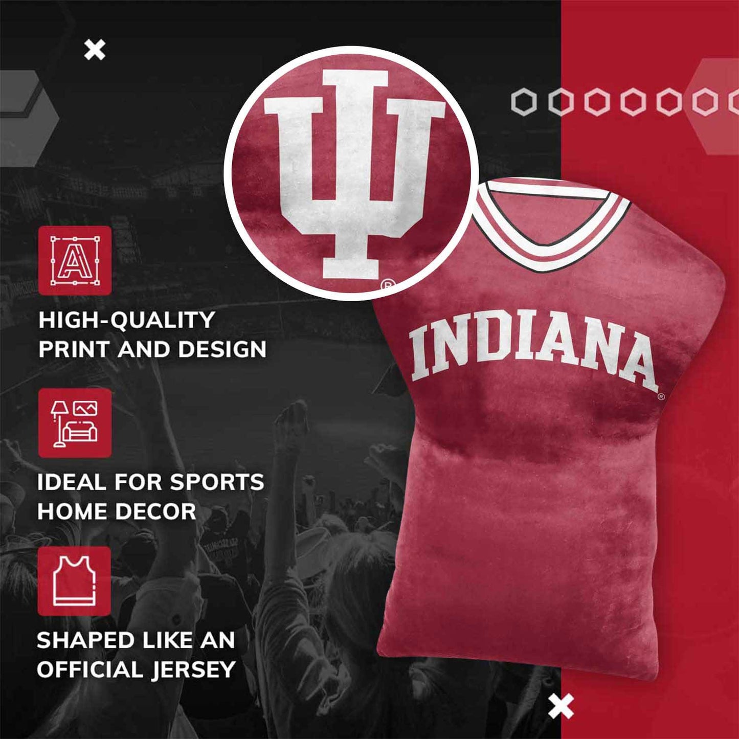 Indiana Hoosiers NCAA Jersey Cloud Pillow - Cardinal