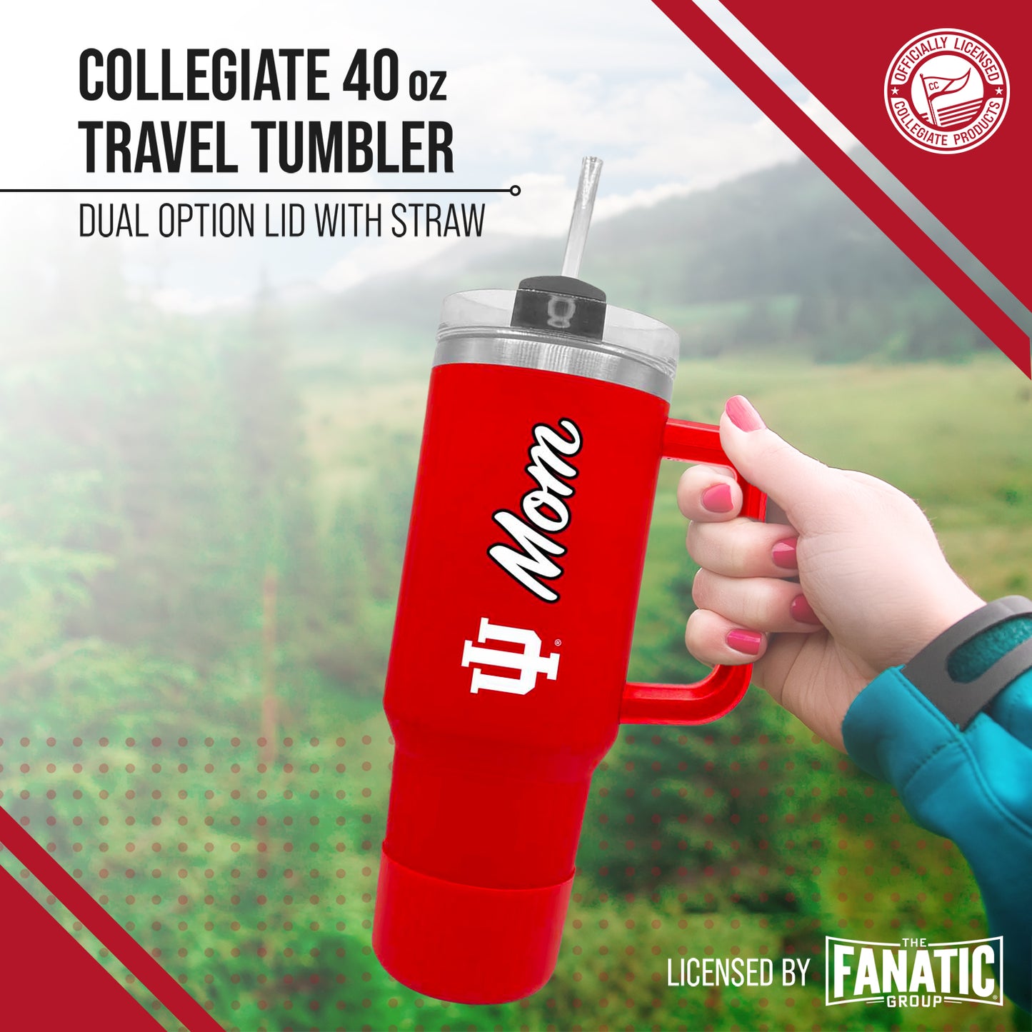 Indiana Hoosiers Collegiate 40oz Stainless Steel Travel Tumbler with Handle for Mom - Crimson