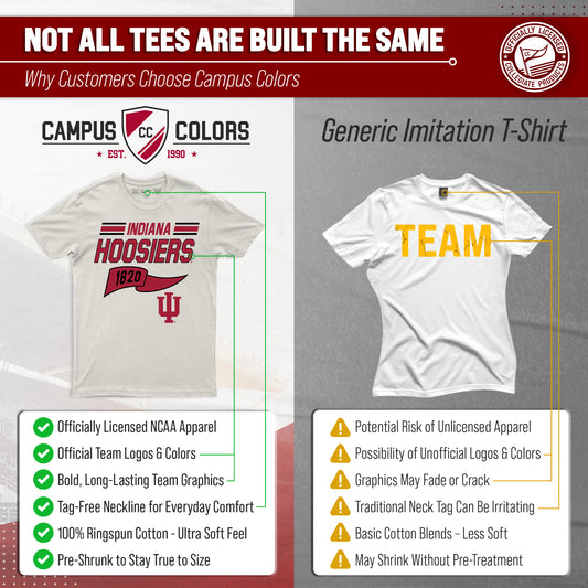 Indiana Hoosiers NCAA Adult Unisex Varsity Club Pennant T-Shirt Tag-Less - Off White