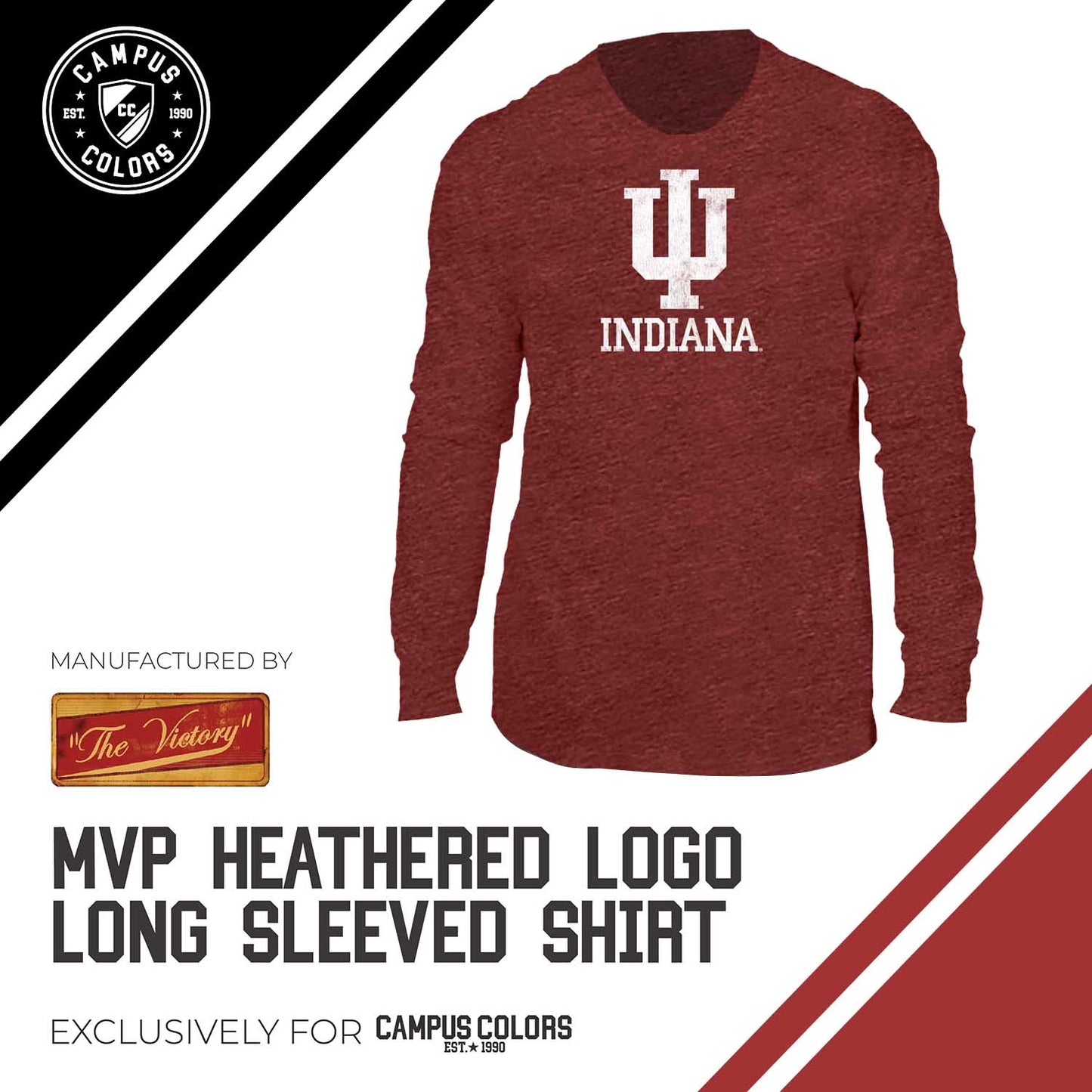 Indiana Hoosiers NCAA MVP Adult Long-Sleeve Shirt - Crimson