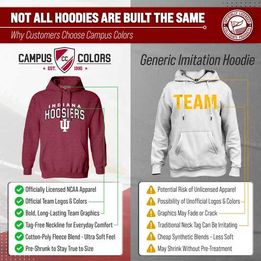 Indiana Hoosiers NCAA Adult Unisex Starting Fresh Heathered Hooded Fleece Sweatshirt - Cardinal Heather