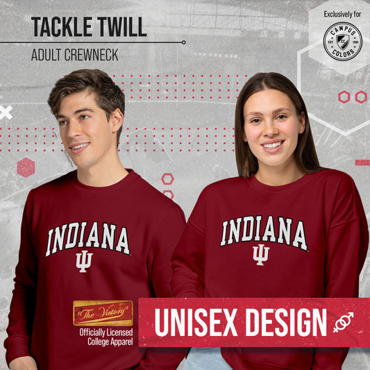 Indiana Hoosiers NCAA Adult Tackle Twill Crewneck Sweatshirt - Crimson