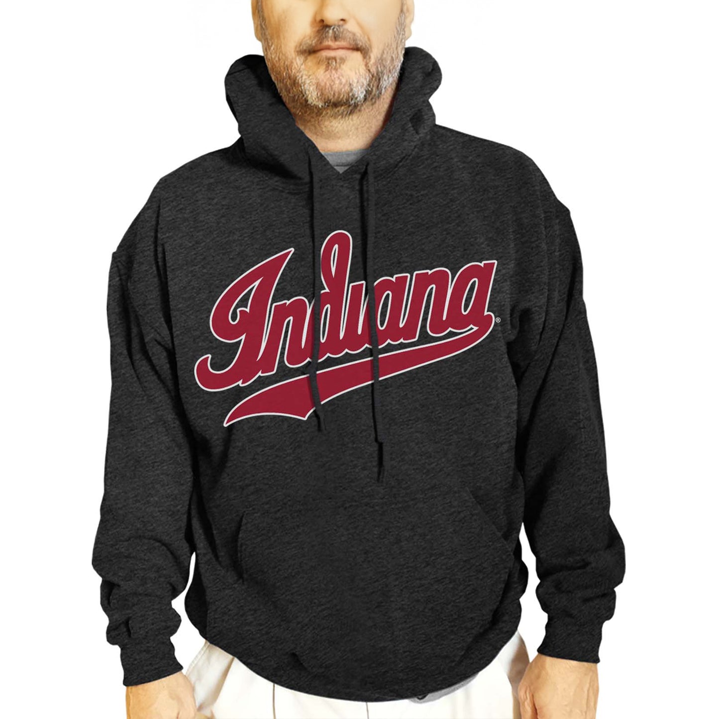 Indiana Hoosiers NCAA Adult Cotton Blend Charcoal Hooded Sweatshirt - Charcoal