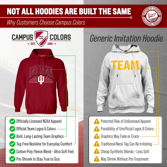 Indiana Hoosiers NCAA Adult Unisex Overtime Classics Hooded Fleece Sweatshirt - Cardinal
