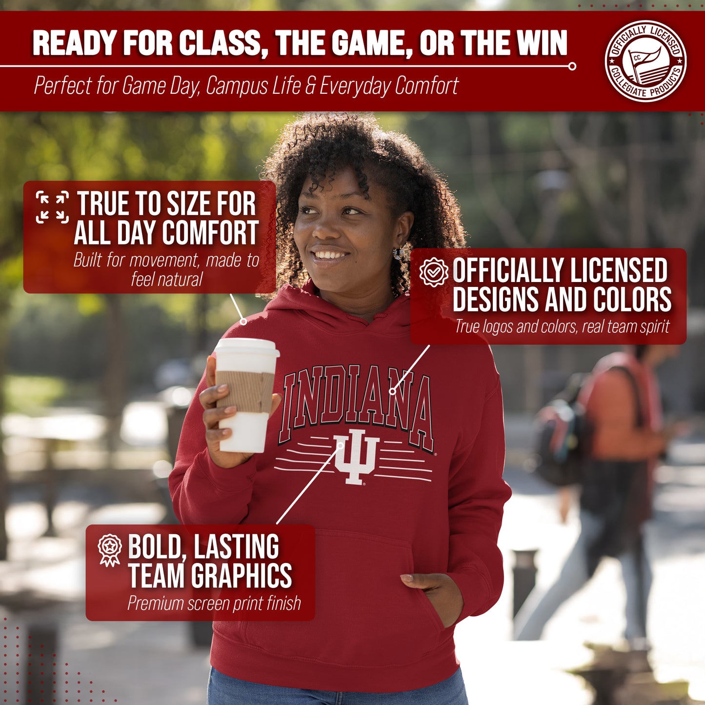 Indiana Hoosiers NCAA Adult Unisex Overtime Classics Hooded Fleece Sweatshirt - Cardinal
