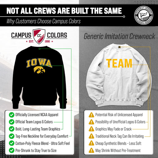 Iowa Hawkeyes Adult Arch & Logo Soft Style Gameday Crewneck Sweatshirt - Black