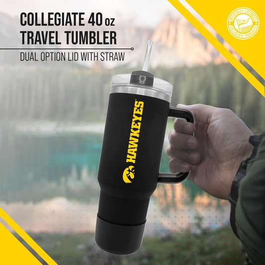 Iowa Hawkeyes College & University 40 oz Travel Tumbler With Handle - Black