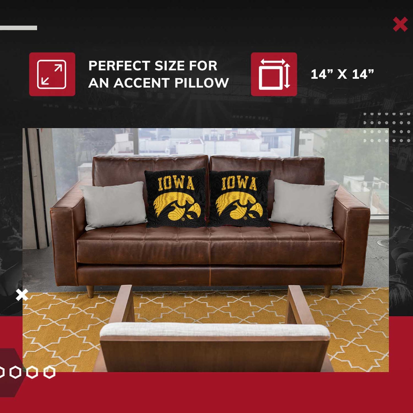 Iowa Hawkeyes NCAA Decorative Pillow - Black