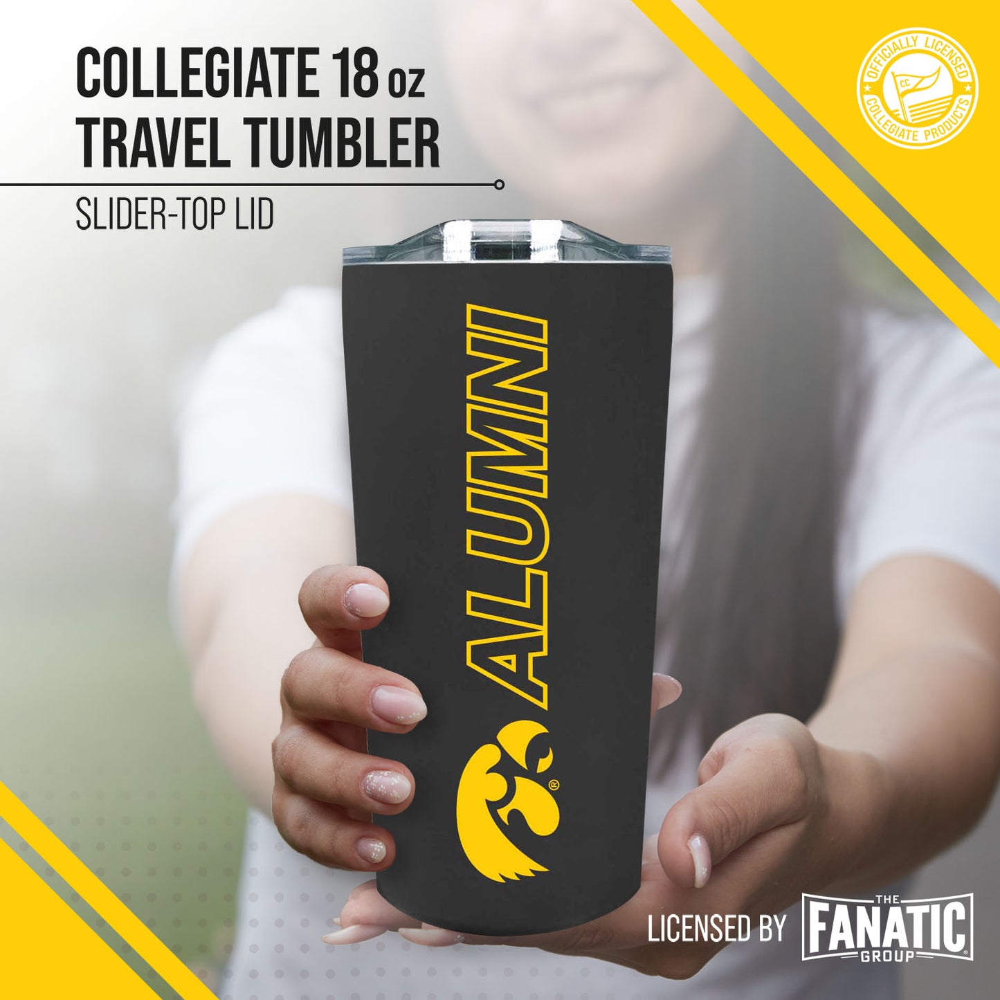 Iowa Hawkeyes Collegiate Stainless Steel Travel Tumbler for Alumni - Black