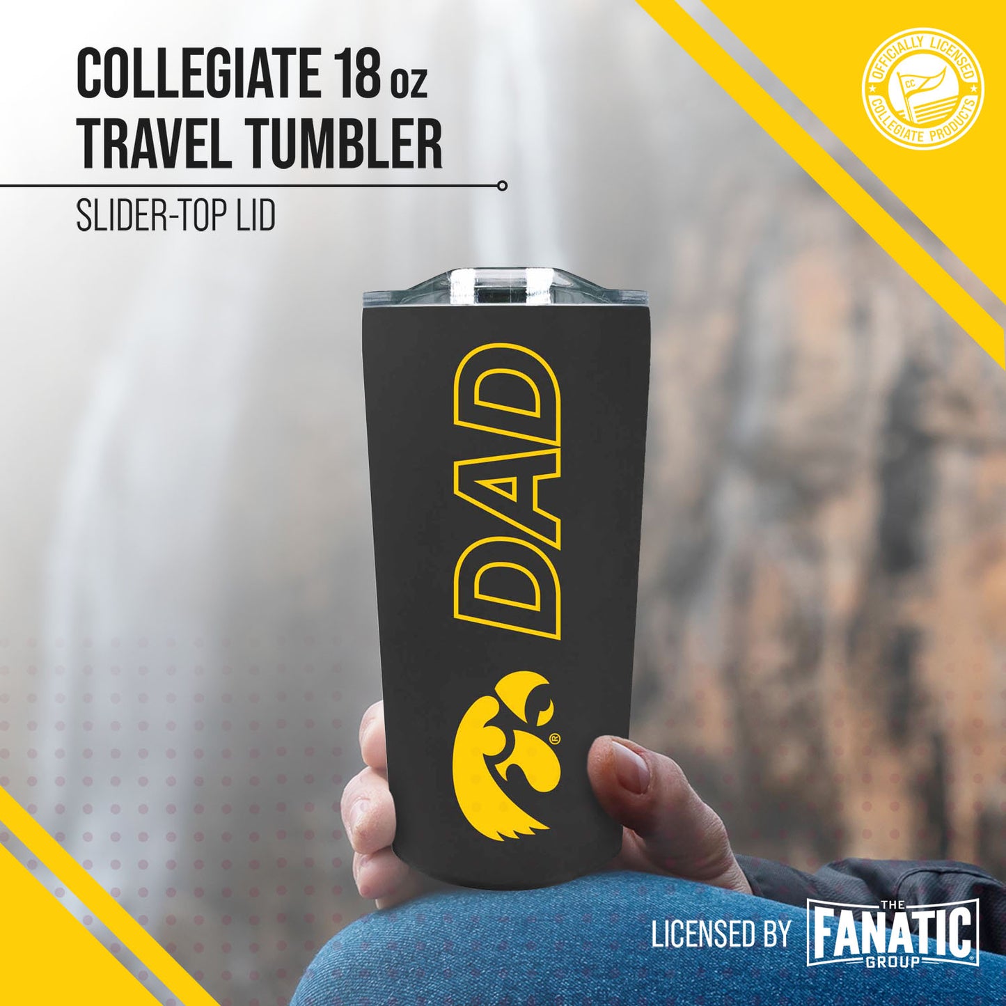 Iowa Hawkeyes NCAA Stainless Steel Travel Tumbler for Dad - Black