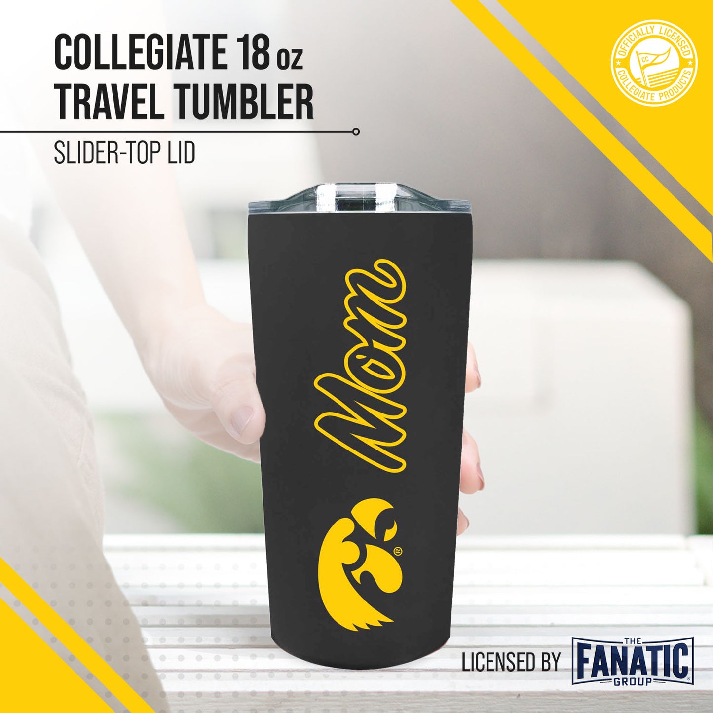 Iowa Hawkeyes NCAA Stainless Steel Travel Tumbler for Mom - Black