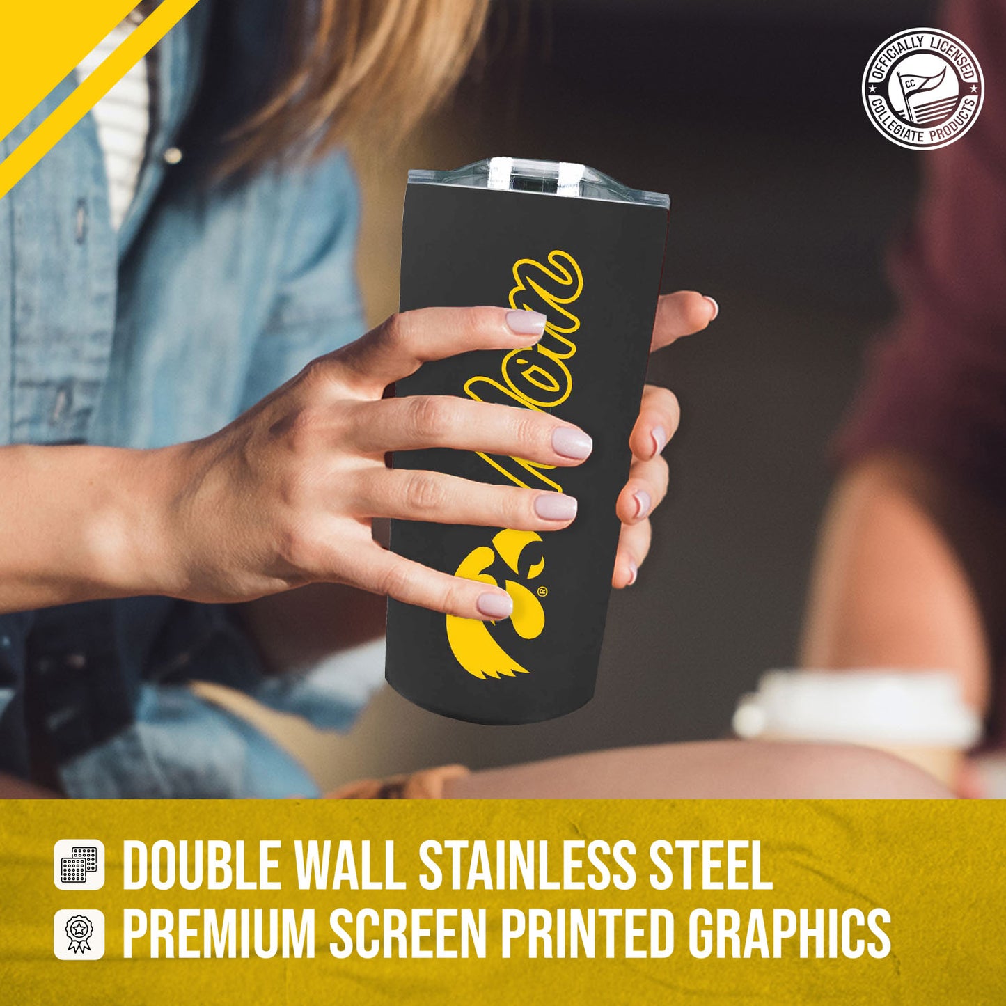 Iowa Hawkeyes NCAA Stainless Steel Travel Tumbler for Mom - Black