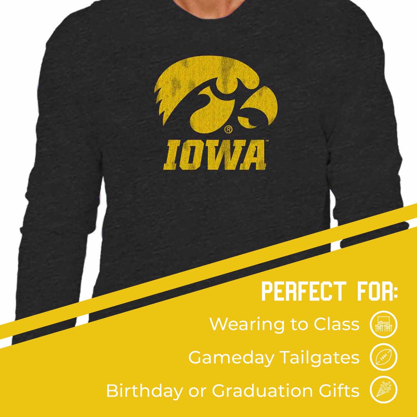 Iowa Hawkeyes NCAA MVP Adult Long-Sleeve Shirt - Black