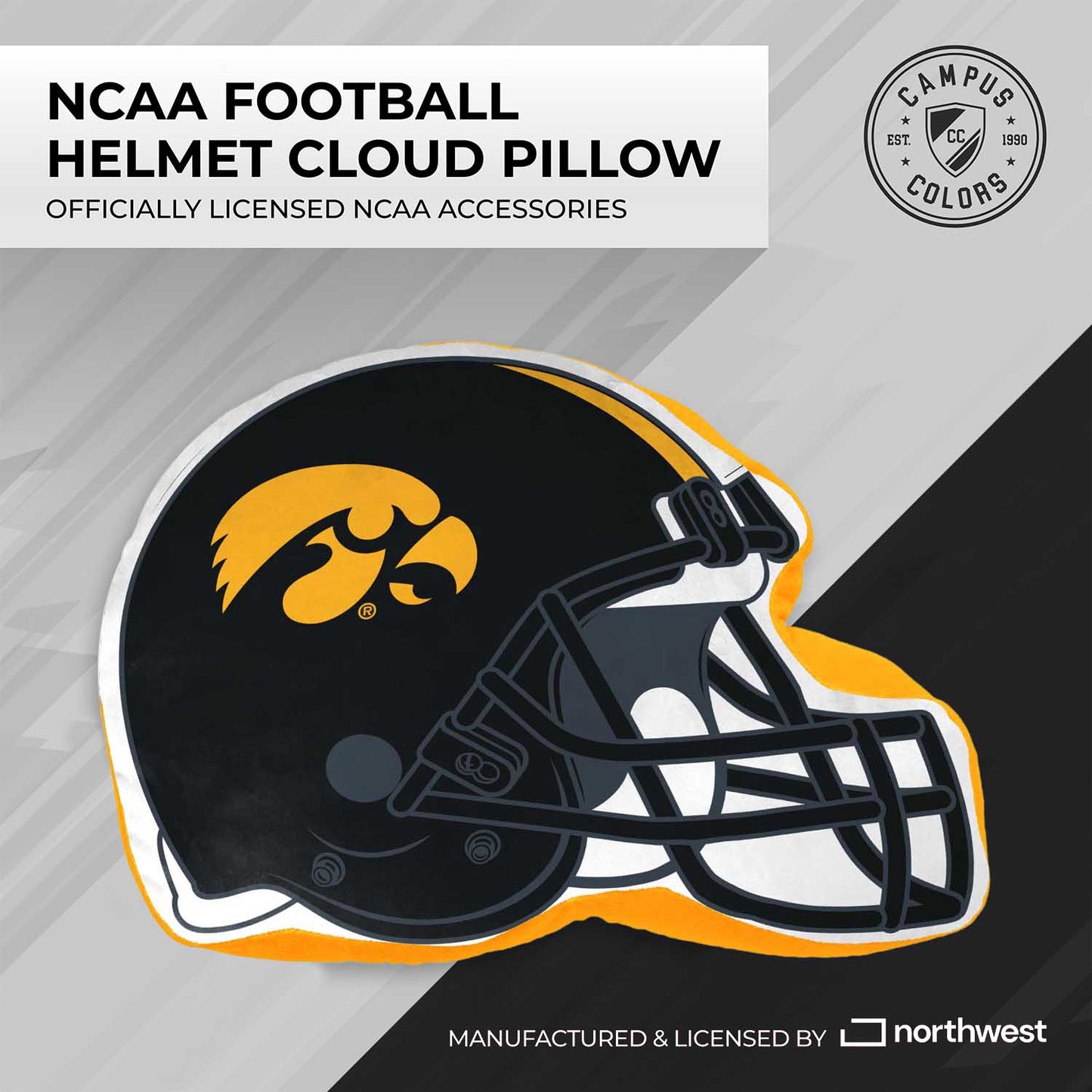 Iowa Hawkeyes NCAA Helmet Super Soft Football Pillow - Black