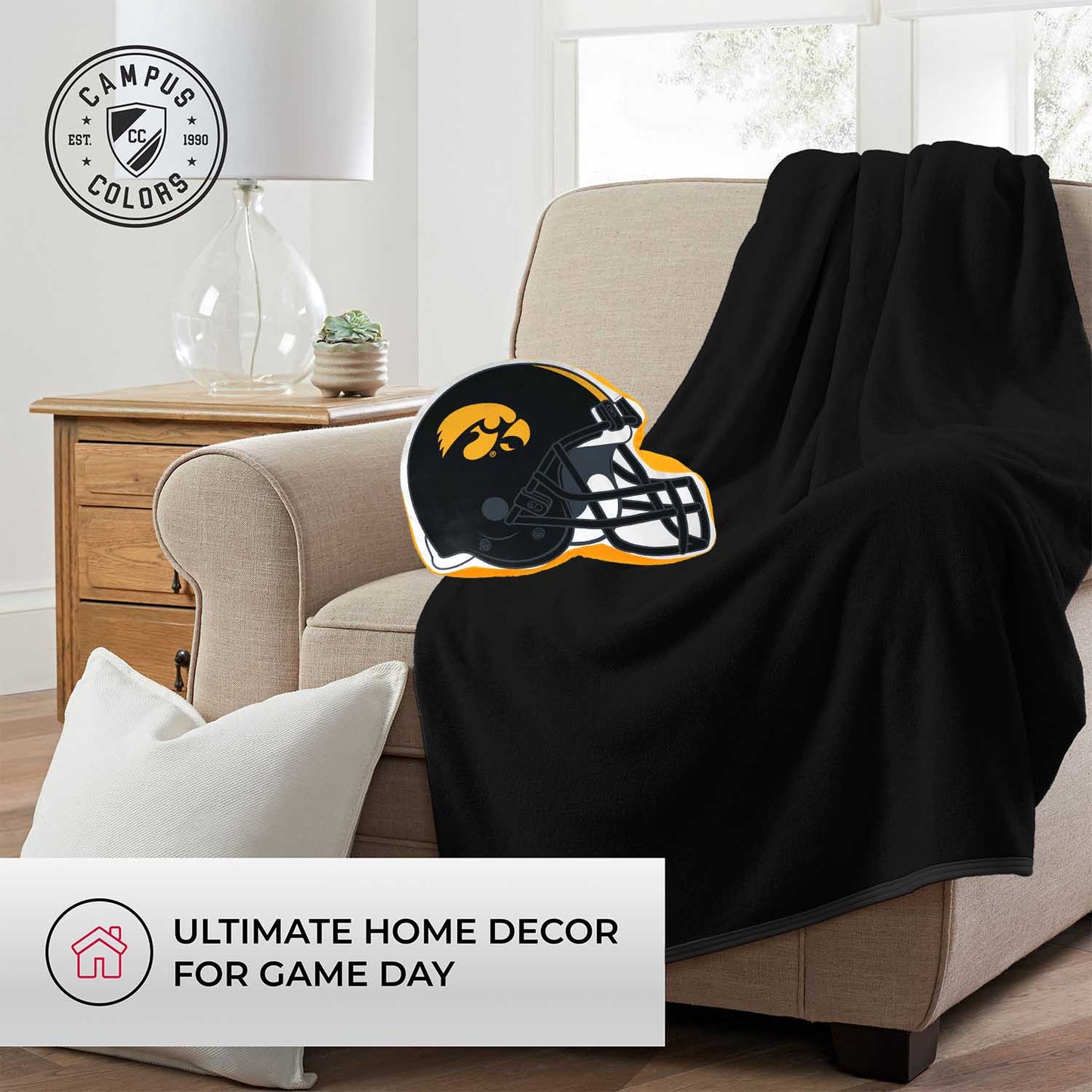 Iowa Hawkeyes NCAA Helmet Super Soft Football Pillow - Black