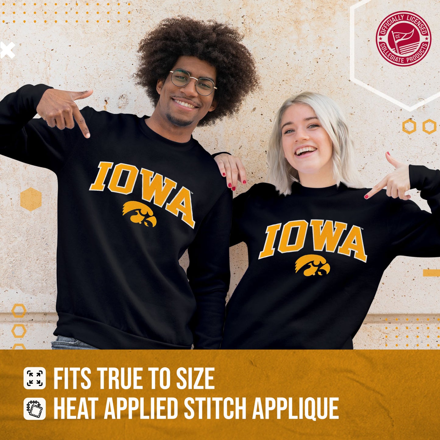 Iowa Hawkeyes NCAA Adult Tackle Twill Crewneck Sweatshirt - Black