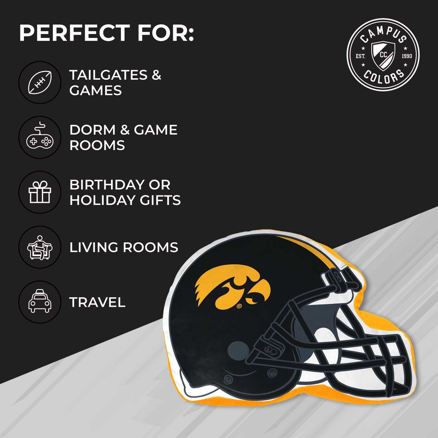 Iowa Hawkeyes NCAA Helmet Super Soft Football Pillow - Black