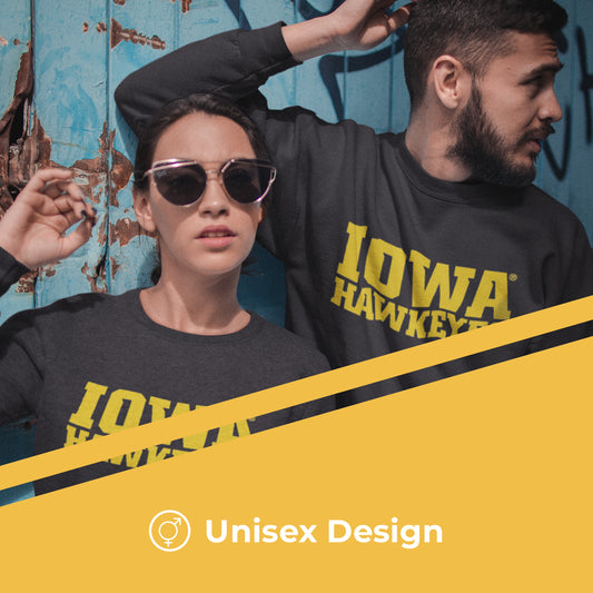 Iowa Hawkeyes NCAA Adult Charcoal Crewneck Fleece Sweatshirt - Charcoal