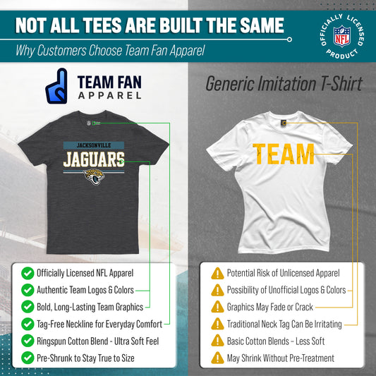 Jacksonville Jaguars NFL Adult Team Block Tagless T-Shirt - Charcoal
