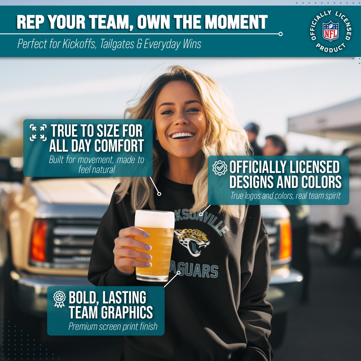 Jacksonville Jaguars NFL Adult Gameday Football Crewneck Sweatshirt - Black