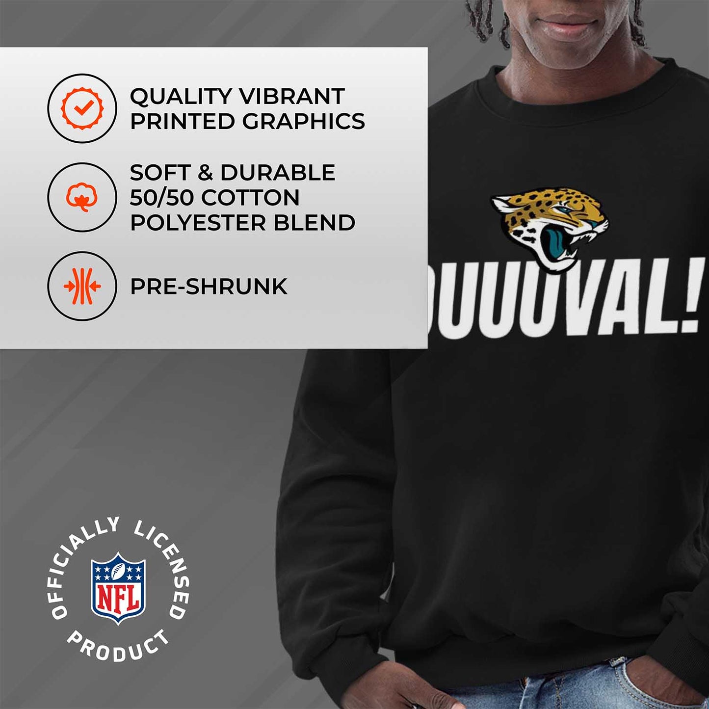 Jacksonville Jaguars NFL Adult Slogan Crewneck Sweatshirt - Black