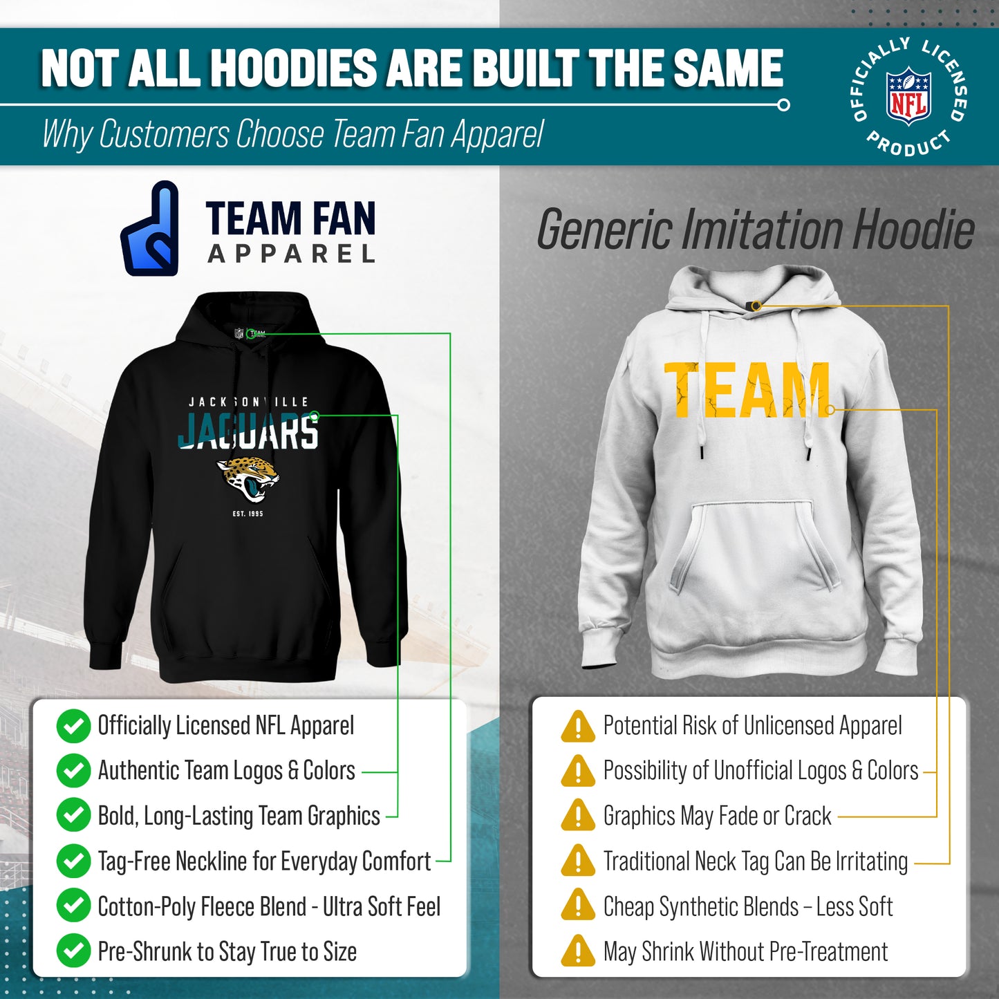 Jacksonville Jaguars Adult NFL Diagonal Fade Fleece Hooded Sweatshirt - Black