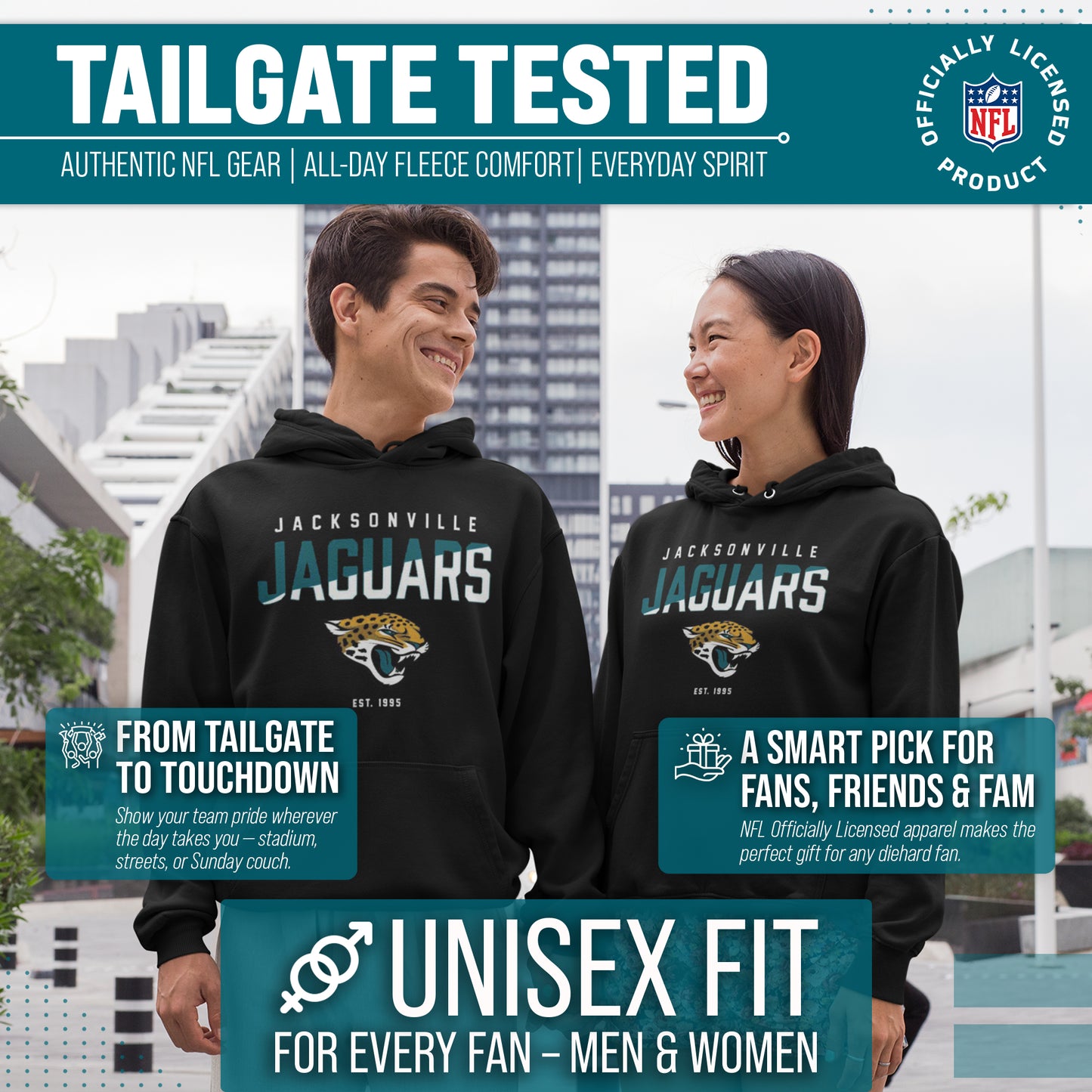 Jacksonville Jaguars Adult NFL Diagonal Fade Fleece Hooded Sweatshirt - Black