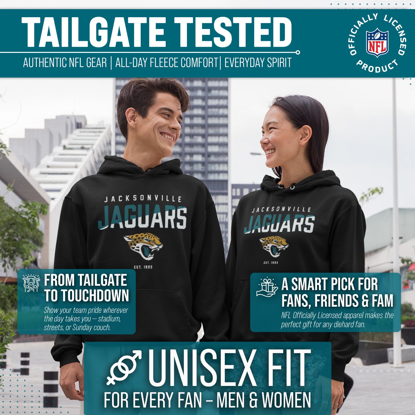 Jacksonville Jaguars Adult NFL Diagonal Fade Fleece Hooded Sweatshirt - Black