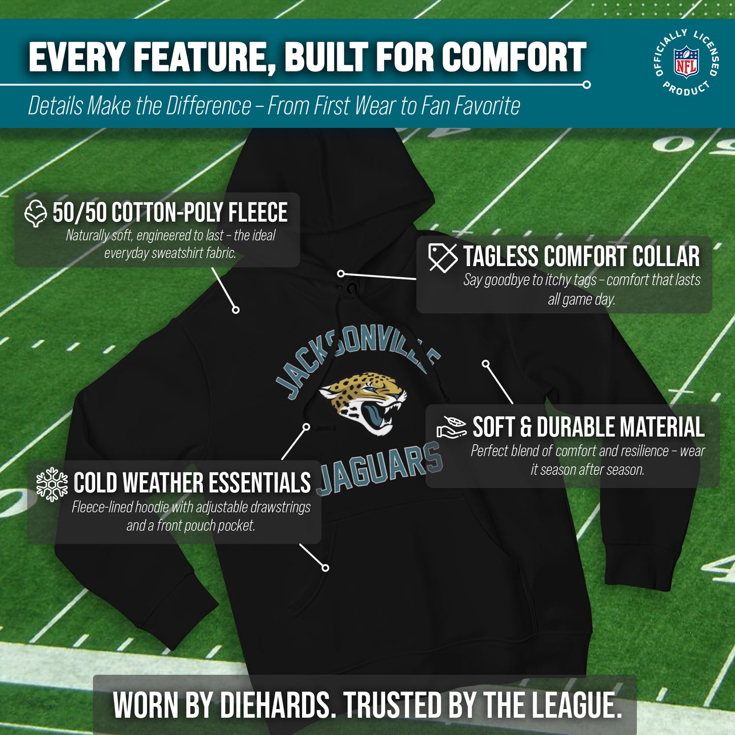 Jacksonville Jaguars NFL Adult Gameday Hooded Sweatshirt - Black