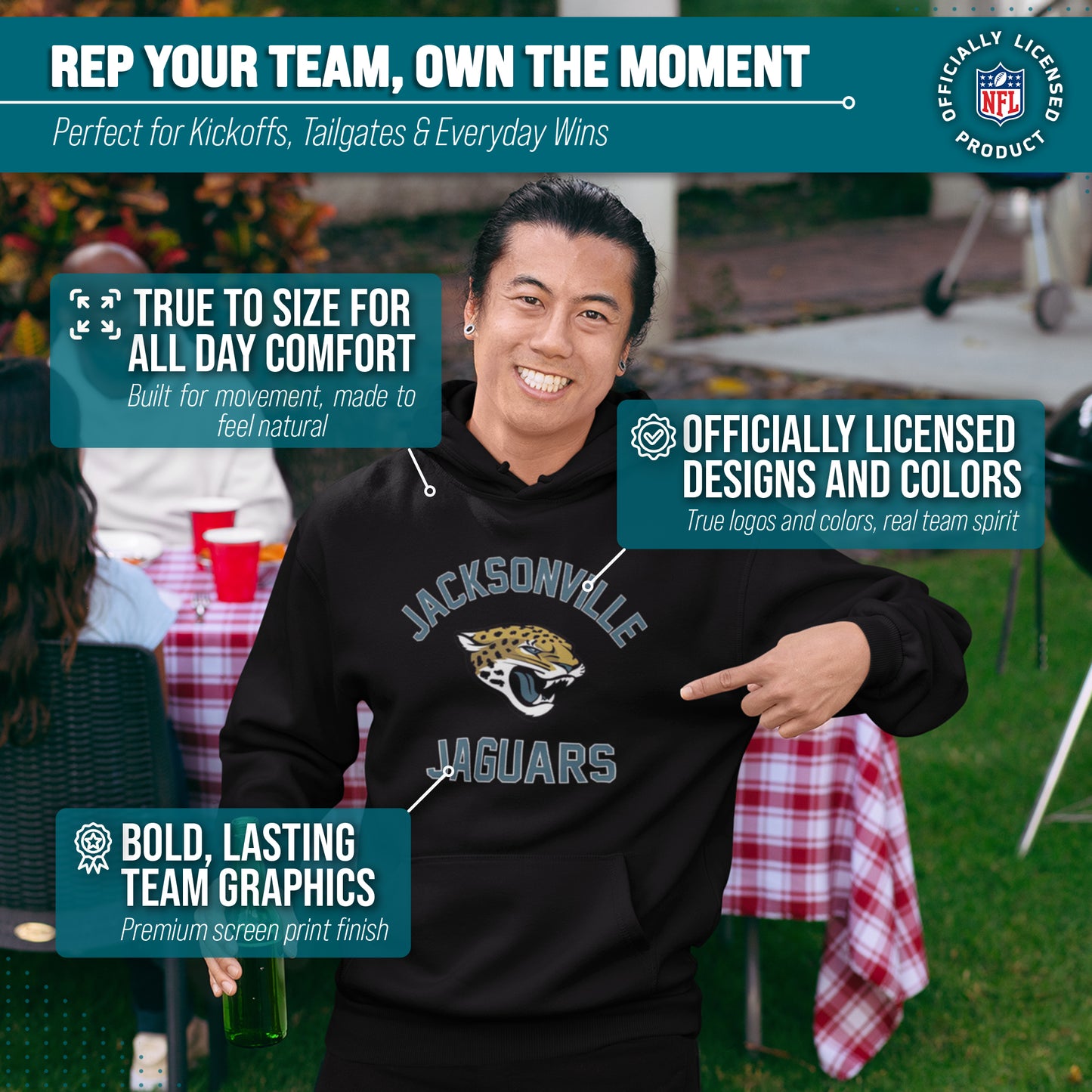 Jacksonville Jaguars NFL Adult Gameday Hooded Sweatshirt - Black