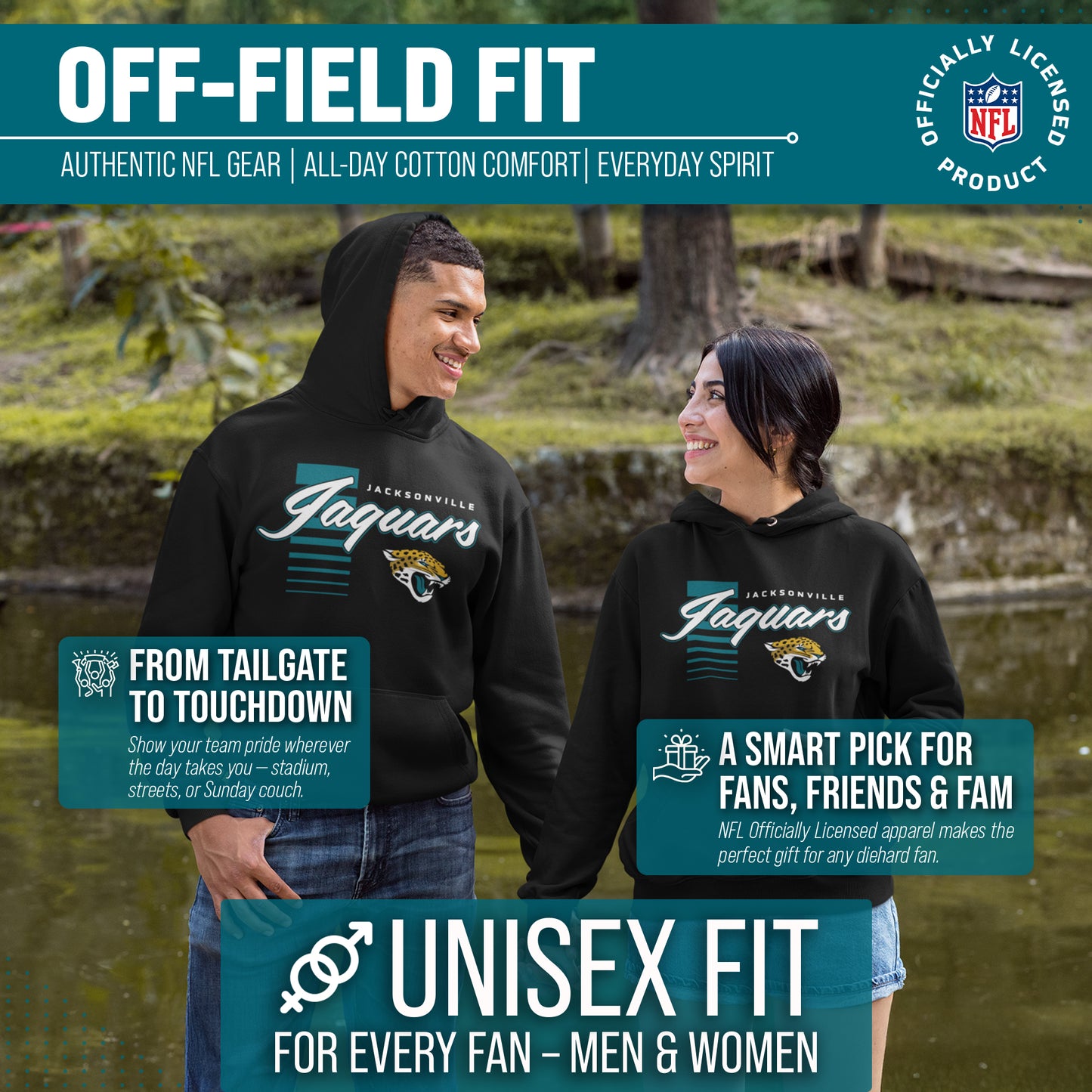 Jacksonville Jaguars NFL Adult Unisex Retro Script Ultra Soft Fleece Hooded Sweatshirt - Black